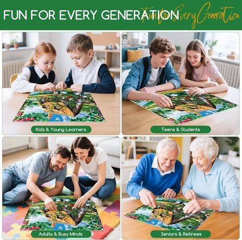 VoYouTwo 300 Country 8-10 10-12,Garden Nights,20.5x15 Piece Puzzles for Adults, Cottage Lake Puzzle for Adults Kids