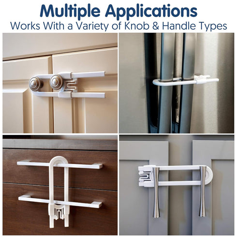 6-Pack Sliding Cabinet Locks - Reusable U-Shaped Child Cabinet Locks for Baby Proofing Cabinets and Drawers