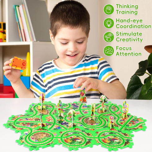 VESPRO 10Pcs Set 3-8, Set, 3 4 5 6 Puzzle Racer Kids Car Track for Toddlers Boys, Race Tracks for Kids Ages Puzzle
