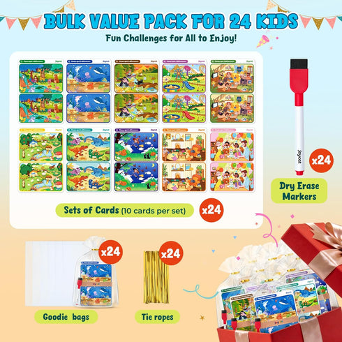 24 Pack 4-8 JoyCat Spot the Difference Game Cards for Kids, Reusable Dry Erase Party Favors, Classroom Prizes, Goodie
