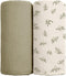 Baby Muslin Swaddle Blankets, Soft Receiving Blanket for Newborn, Cotton Swaddling Blanket, Neutral 2 Pack, Leaf