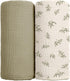 Baby Muslin Swaddle Blankets, Soft Receiving Blanket for Newborn, Cotton Swaddling Blanket, Neutral 2 Pack, Leaf