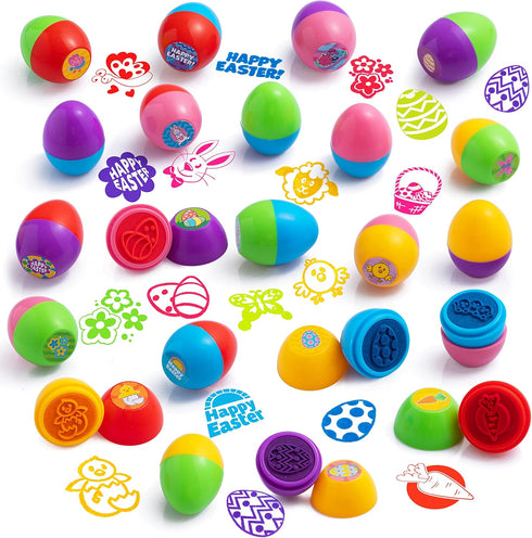 24 JOYIN Pcs Easter Egg Stampers Toys for Easter Eggs Hunt Game, Basket Stuffers Fillers, Kids Gifts, Party Favor, Self