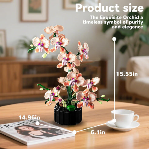 Nayihoop Sets Orchid Building Artificial Flowers Plant Gifts Her Adults Girls Botanical Collection for Home Kitchen
