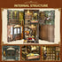 MiniCity Book Nook Kit, DIY Miniature Dollhouse Book Nook Kit with Dust Cover and LED Light (Saisons Caf)