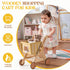 ROBUD Baby Push Walker Doll Stroller, Wooden Shopping Cart for Girls Boys, Adjustable Height Walker for Kids