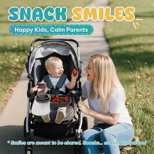2 1 Universal Stroller Snack Tray with Cup Holder in - Stroller Tray Attachment for Baby & Toddler - Baby Stroller