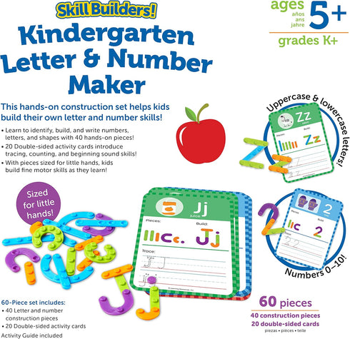 Learning Resources Skill Builders! Kindergarten Letter & Number Maker - Educational Indoor Games for Preschool