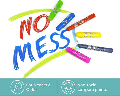 Kwik Stix Solid Tempera Paints, Thin Stix Paint Pens - 12 Classic Colors for Children, 12 Pack - TPG-608