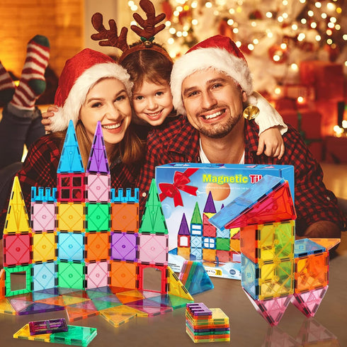 Magnetic Tiles Building Blocks for 3-8 Years Old Boys Girls, Colorful Magnet Stacking Toys Birthday Gift for Kids