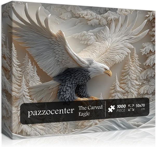 pazzocenter The Carved Eagle Jigsaw Puzzle 1000 Pieces, Majestic Bald Eagle Bird Puzzles