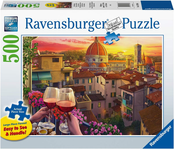 Ravensburger Cozy Wine Terrace 500 Piece Large Format Jigsaw Puzzle, Unique Softclick Technology