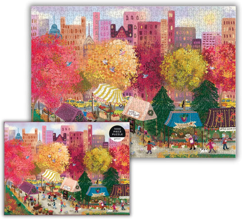 Galison Autumn at The City Market – 1000 Piece Puzzle with Bright Artwork of A Fall Day at A Farmer’s Market