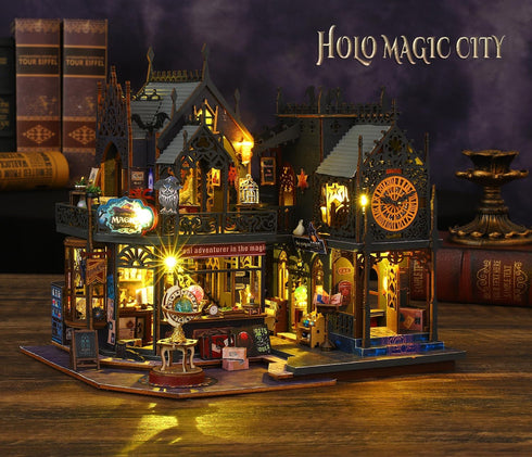 DIY Miniature Dollhouse Kit Magic Castle, Tiny House to Build, 3D Wooden Puzzle Furnishing Decor Model