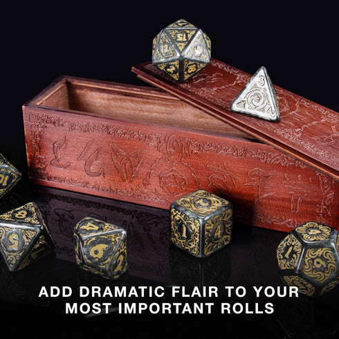 Wiz Dice Titan Dice Set - Polyhedral Large Dice for Tabletop RPG Adventure Games with Wooden Box - DND Jumbo Dice