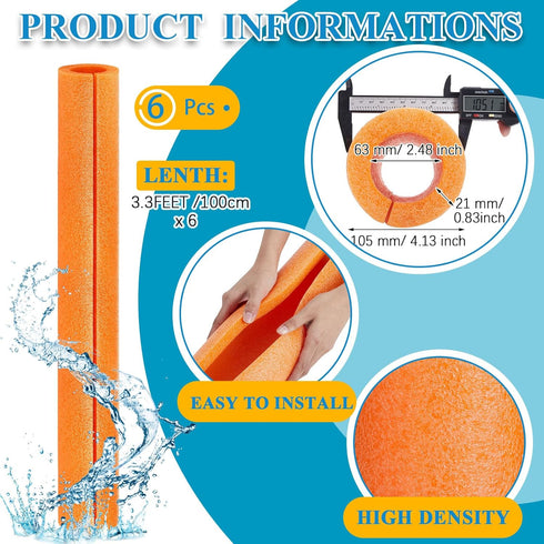 2 40 Inch 4.1 Inch Swimming Hanaive Pcs Jumbo Pool Foam Noodles Bulk x Large Noodles Tube Hollow Core Swim Noodle