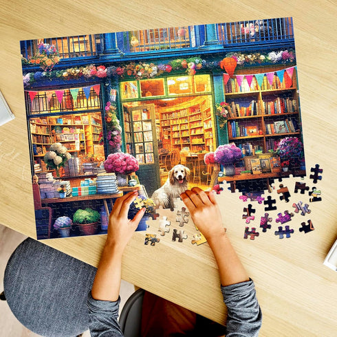 500 Piece Puzzles for Adults, Funny Bookstore Dogs Jigsaw Puzzles, Great Gift for Family Friends, Size 20.5 x 15 in
