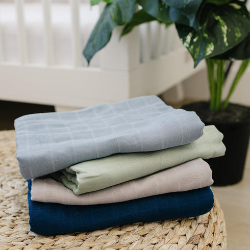 100% 47x 47 (4 Pack Featherhead Cotton Muslin Swaddle Blankets for Baby Girl - Large - Pre-Washed, Soft, & Breathable