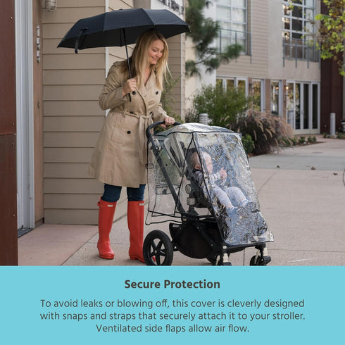J.L. Childress Stroller Rain Cover - Universal Stroller Poncho - Stroller Accessory - Ventilated Baby Weather Shield