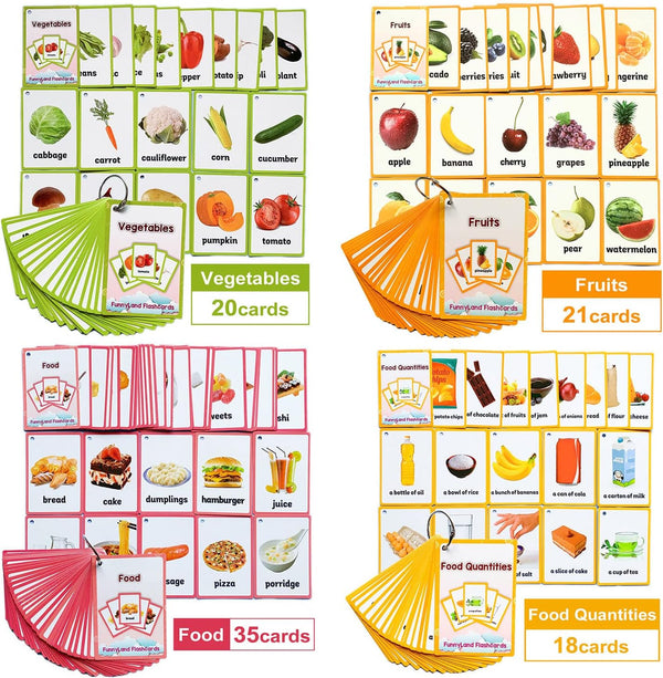 Richardy Fruits/Vegetable/Foods/Food Quantities Flash Cards English Flash Cards Pocket Card Learning Toys for