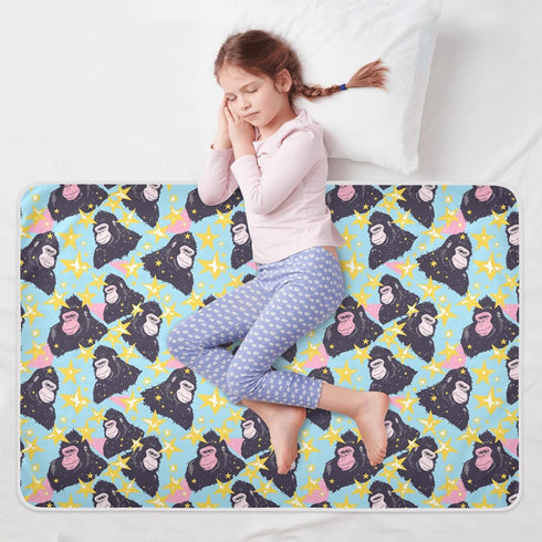 siphylline 80s 52" 34" Blue Gorilla Stars Extra Large Resuable Toddler Mattress Pads Waterproof Washable Diaper