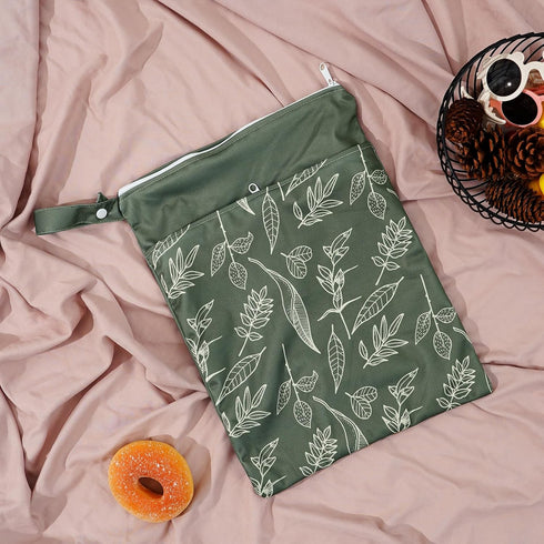 CoolaPeach 2pcs Wet Bags Waterproof Reusable Wet Dry Bag with Two Zippered Pockets Travel Beach Pool Daycare Yoga Gym