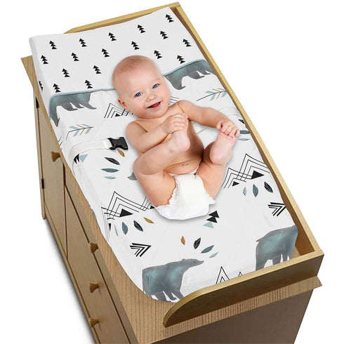 Sweet Jojo Designs Bear Mountain Boy Baby Changing Pad Cover Infant Newborn Diaper Table Change Mat Sheet - Slate Blue