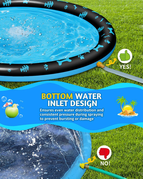 BoucyBudy 67" 1-3 4-8, Summer Splash Pad for Kids and Dogs, Non-Slip Sprinkler Play Mat, Outdoor Water Toys