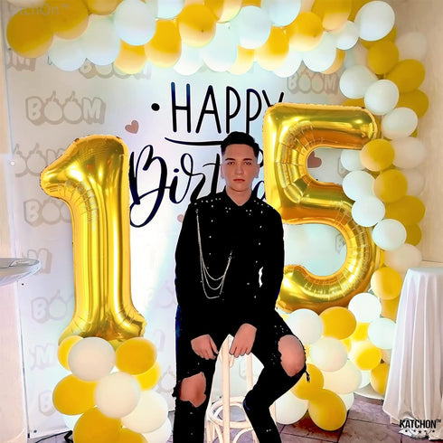 KatchOn Giant Gold Number 15 Balloons - 40 Inch Foil 15 Balloons for Birthday Party & Anniversary Decorations