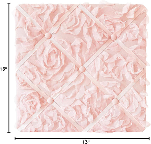 Sweet Jojo Designs Pink Floral Rose Fabric Memory Memo Photo Bulletin Board - Solid Light Blush Flower Luxurious