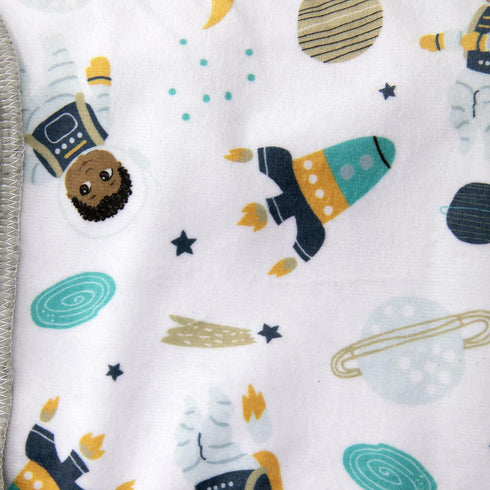 Ashton Plush Baby Blanket 30' x 40' Soft Fleece, Grey Astronaut and Space Theme for Newborn & up