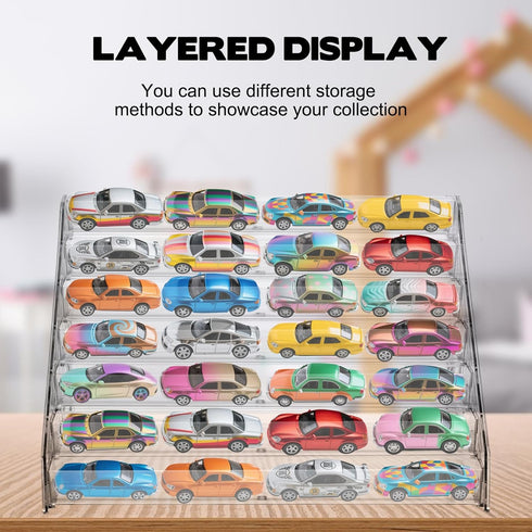 Hlimior 3 Pack 7-Tier 1/64 63 Toy Cars Display Shelf for Hot Wheels Display Case Storage Organizer for Scale Toy