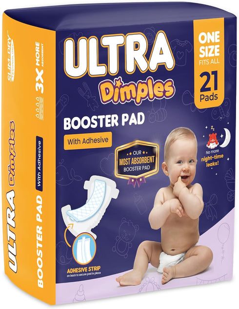 Dimples Booster Pads, Baby Diaper Doubler Inserts with Adhesive - 1 Size