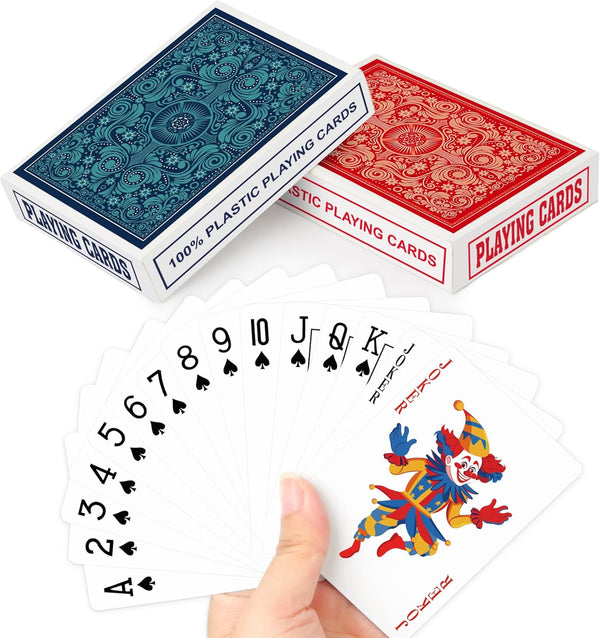 Plastic Playing Cards Waterproof - 2 Pack of Poker Cards Set for Various Card Games, Regular Index