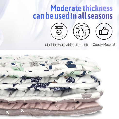 Baby Stroller Cushion, Infant Car Seat Insert, Reversible Universal Soft Newborn Stroller Mat, 100% Cotton Cover