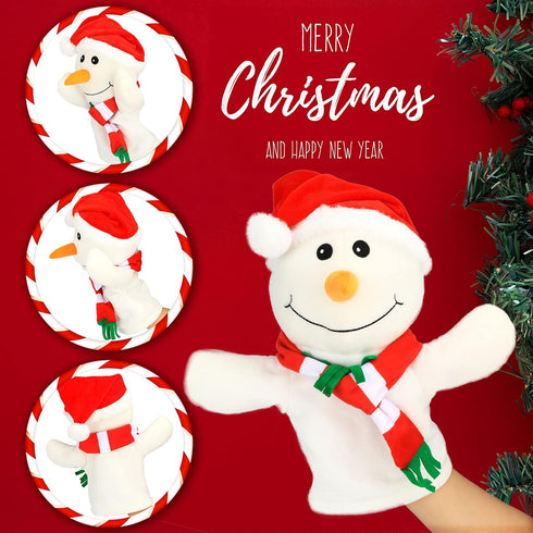 Hopearl Plush Christmas Snowman Hand Puppet, Interactive Storytelling Toy for Kids, 17''