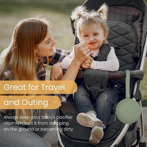 Pack 2 1) Pacifier Holder Case, of Baby Silicone Pacifier Holder Case, Protective Storage Container Attaches
