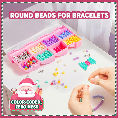 3200pcs 5-12 P&C Beads for Bracelet Making Kit for Girls Ages with Storage Tower - Bulk Rubber Band Clay & Pony Beads