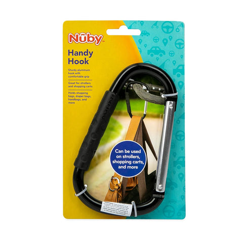Nuby Large Handy Hook Carabiner Stroller Clip with Textured Soft Grip - Black