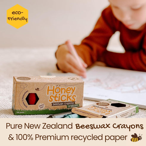100% 1 (12 Pack Honeysticks Pure Beeswax Crayons Natural, Non Toxic, Safe for Toddlers, Kids and Children, Handmade