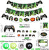 Video Game Party Decorations - 8th Birthday Supplies with HAPPY BIRTHDAY Banner, Tablecloth, Balloons