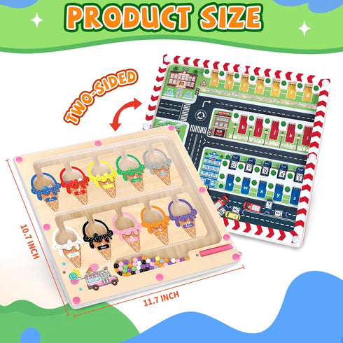 2 1 3-6 wakeInsa in Magnetic Color and Number Maze,Montessori Toy for Years Old,Wooden Magnet Balls Puzzles,Toddler