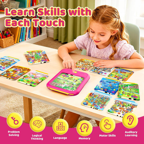 Qiaojoy 3-5 2000+ 3 4 5 6 Kids Learning Tablet Bilingual, Educational Learning Toys for Toddlers Year Olds, with Words