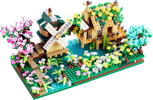 Four Seasons Cherry Blossom Micro Building Blocks Mini Sets, 4 Kits Tree House Flowers & Plants for Adults and Kids