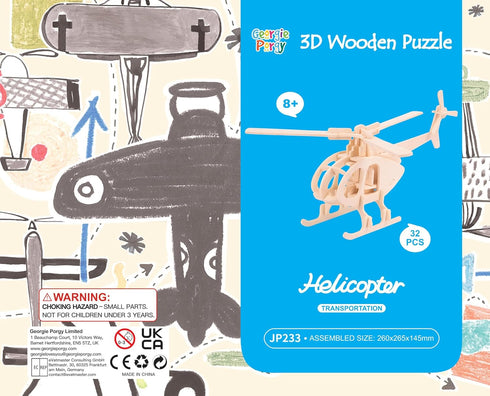 2 Packs 3D Georgie Porgy of Wooden Puzzles, DIY Models Kits for Kids, Dinosaur Animal Airplane Car Woodcraft