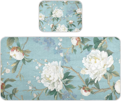 SyXIOP Chinese Style White Peony Cooling Baby Crib Mattress Cover 28" x 52"