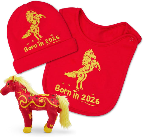 FoxE Year of the Horse Gift Set Born in 2026 - Bib,