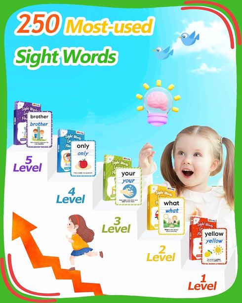 Kindergarten Sight Words Flash Cards, 250 Dolch Writing Reading Spelling Games for Preschool Learning Activities
