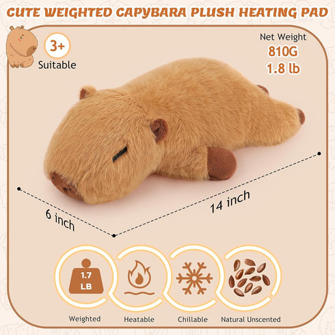 1.8lb Pad-14'' Capybara Microwavable Heating Cuddly Capybara Heating Pads for Cramps &Period Pain Relief
