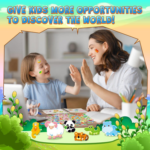 3200+ Stickers for Kids, 3D Puffy Stickers, 64 Different Sheets, Cute Animals for Boys Girls Teachers